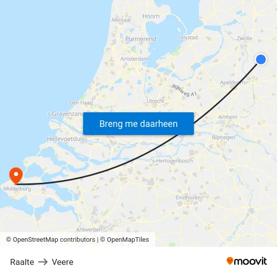 Raalte to Veere map