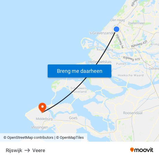 Rijswijk to Veere map