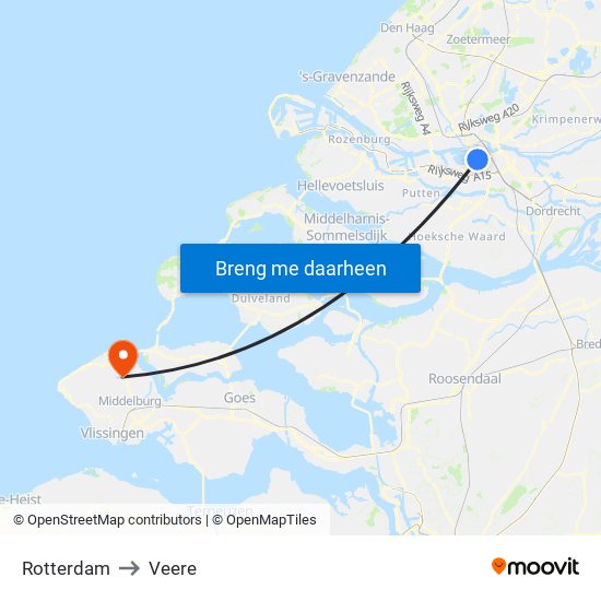 Rotterdam to Veere map