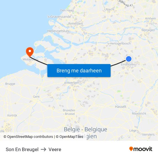 Son En Breugel to Veere map