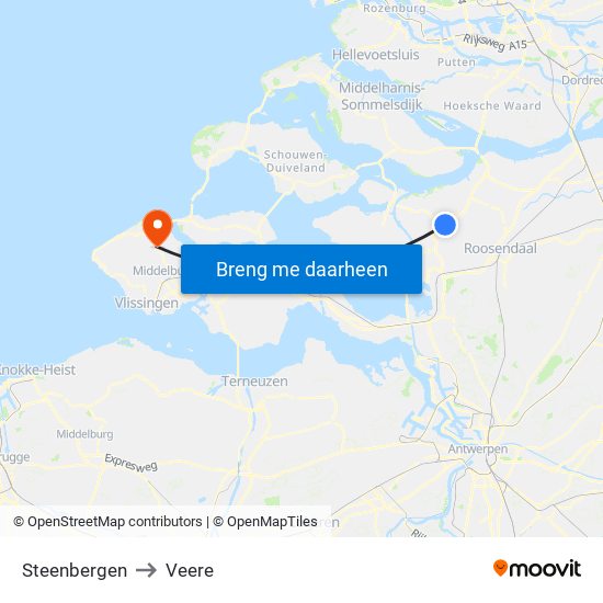 Steenbergen to Veere map