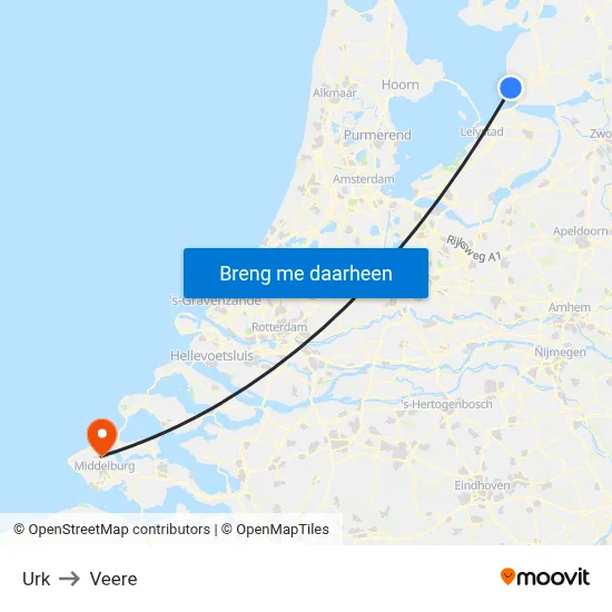 Urk to Veere map