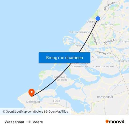 Wassenaar to Veere map