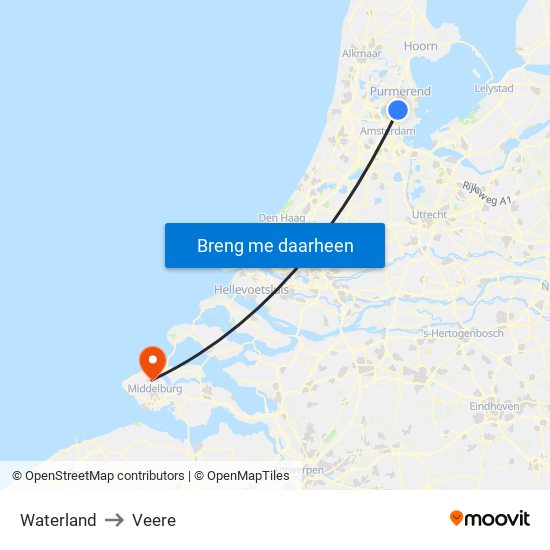 Waterland to Veere map