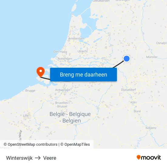 Winterswijk to Veere map