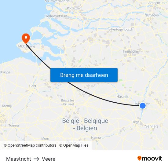 Maastricht to Veere map