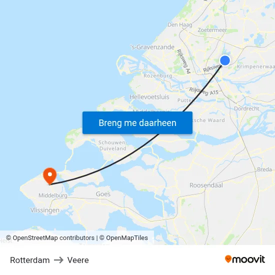 Rotterdam to Veere map