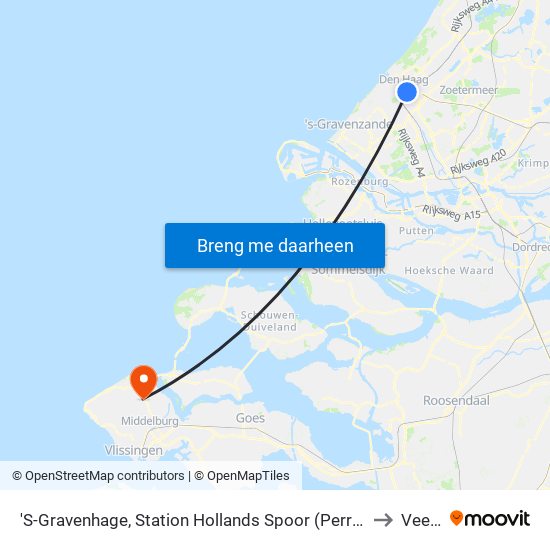 'S-Gravenhage, Station Hollands Spoor (Perron A) to Veere map