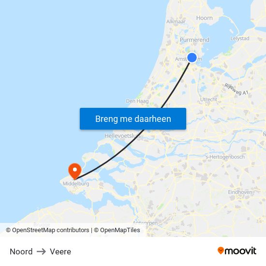 Noord to Veere map