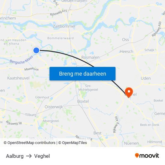 Aalburg to Veghel map