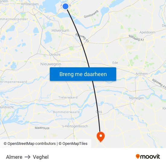 Almere to Veghel map