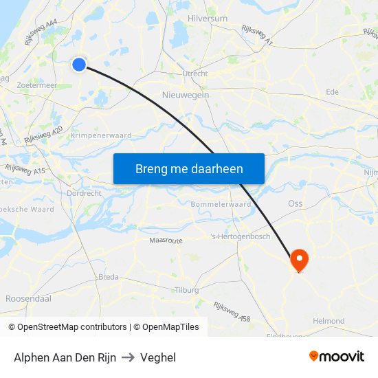 Alphen Aan Den Rijn to Veghel map