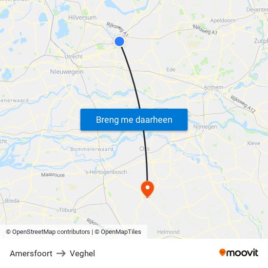 Amersfoort to Veghel map