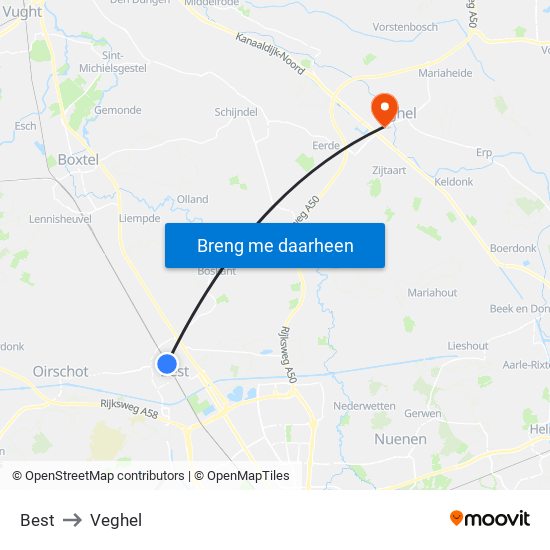 Best to Veghel map