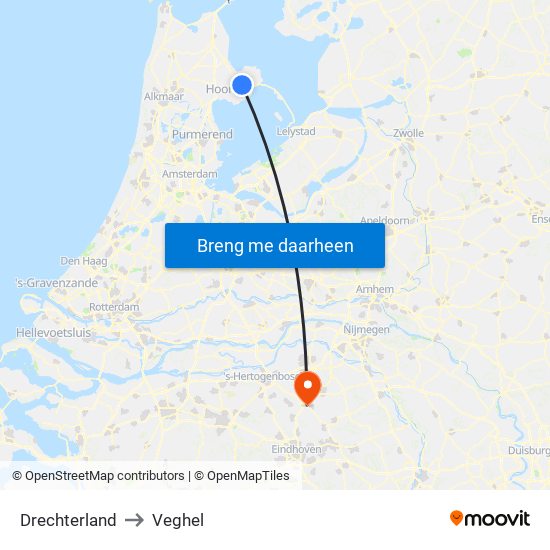 Drechterland to Veghel map