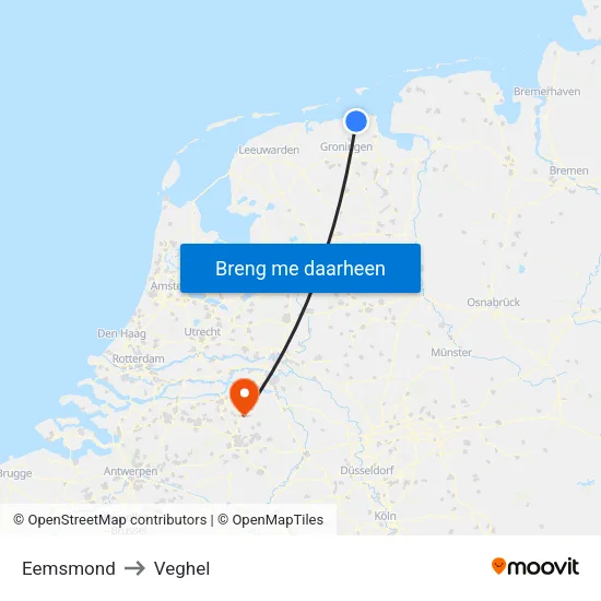 Eemsmond to Veghel map