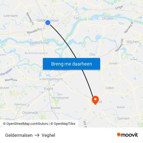 Geldermalsen to Veghel map