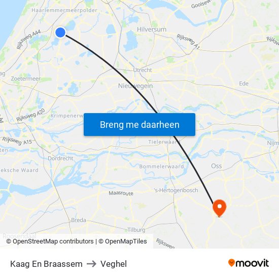 Kaag En Braassem to Veghel map