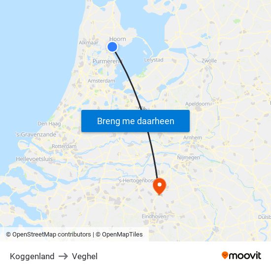Koggenland to Veghel map