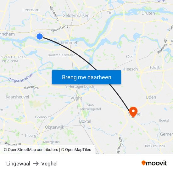 Lingewaal to Veghel map