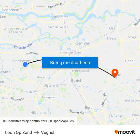 Loon Op Zand to Veghel map
