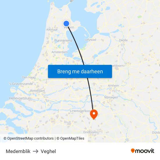 Medemblik to Veghel map