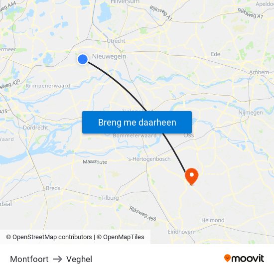 Montfoort to Veghel map