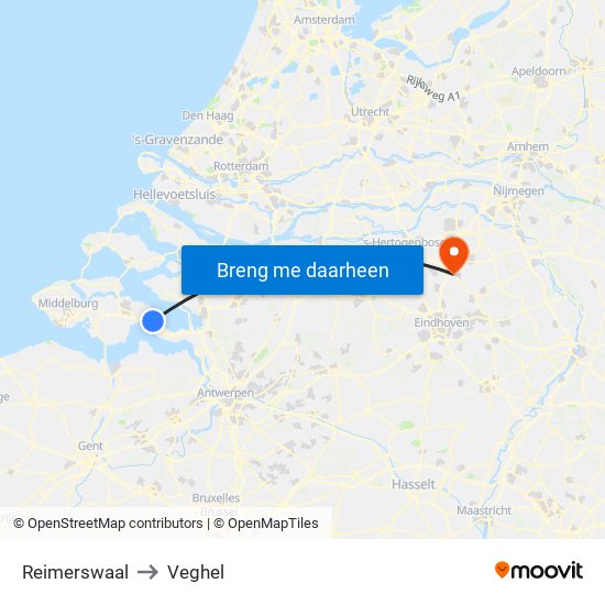 Reimerswaal to Veghel map