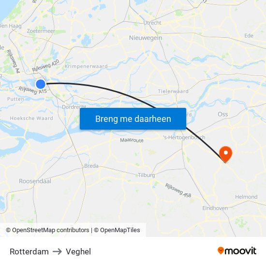 Rotterdam to Veghel map