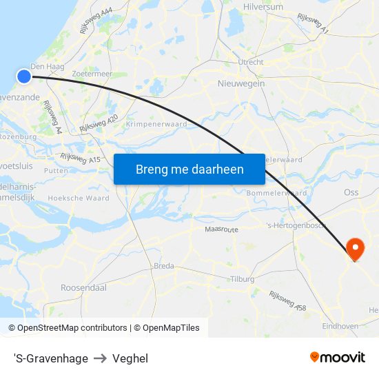 'S-Gravenhage to Veghel map