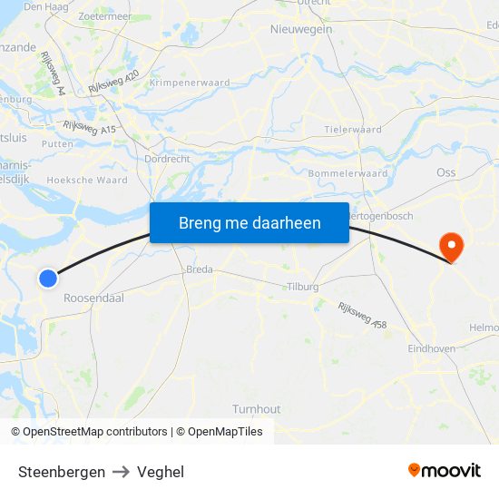 Steenbergen to Veghel map