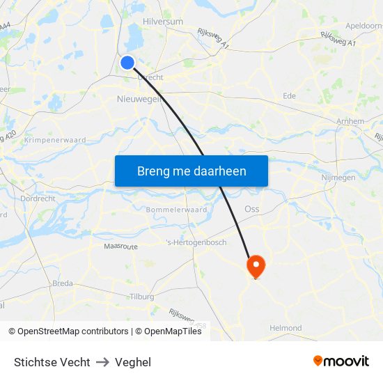 Stichtse Vecht to Veghel map