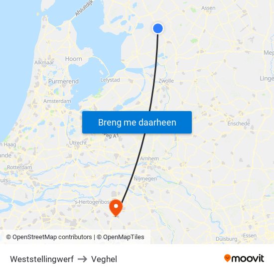 Weststellingwerf to Veghel map