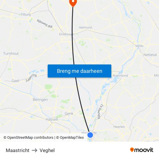 Maastricht to Veghel map