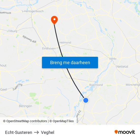 Echt-Susteren to Veghel map