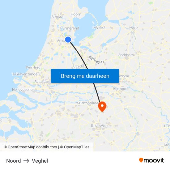 Noord to Veghel map