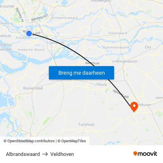 Albrandswaard to Veldhoven map