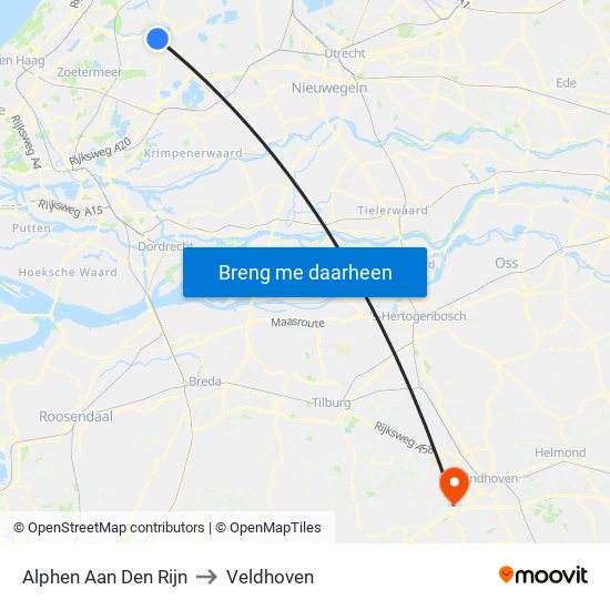 Alphen Aan Den Rijn to Veldhoven map