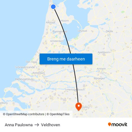 Anna Paulowna to Veldhoven map