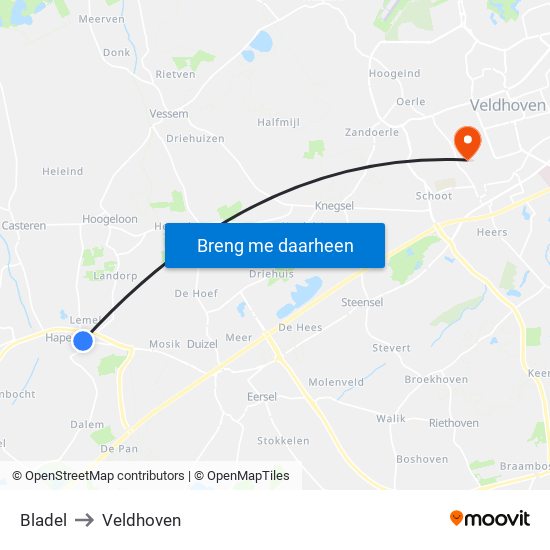 Bladel to Veldhoven map