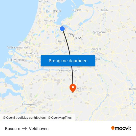 Bussum to Veldhoven map