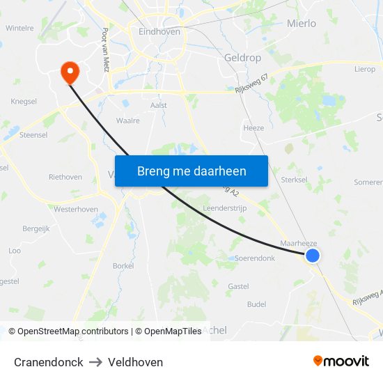 Cranendonck to Veldhoven map