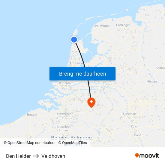 Den Helder to Veldhoven map