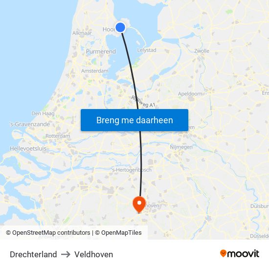 Drechterland to Veldhoven map