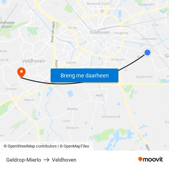 Geldrop-Mierlo to Veldhoven map