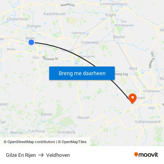 Gilze En Rijen to Veldhoven map