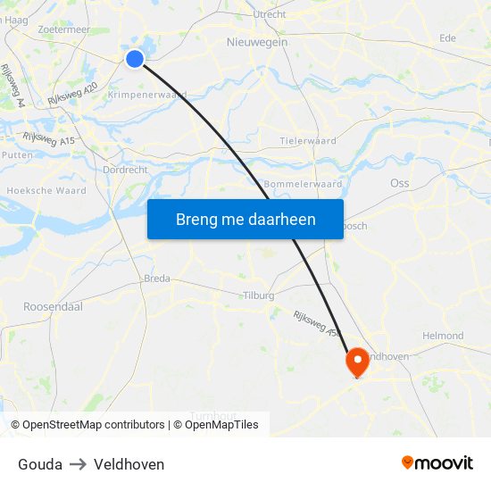 Gouda to Veldhoven map