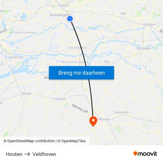 Houten to Veldhoven map