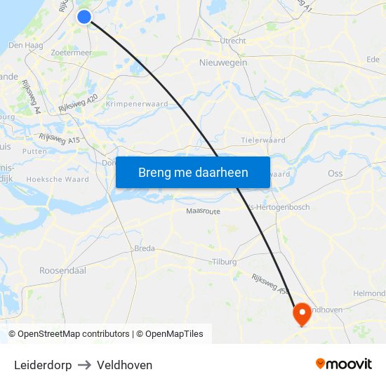 Leiderdorp to Veldhoven map