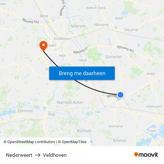 Nederweert to Veldhoven map